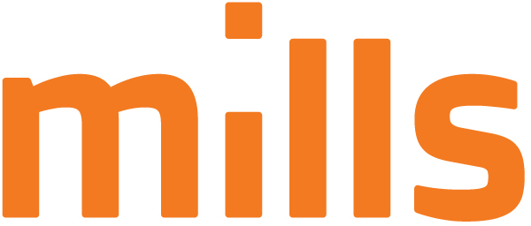 Logo da empresa Mills Solaris na cor laranja